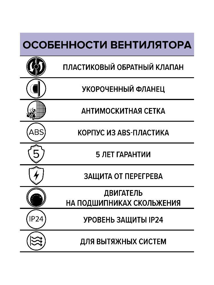 Вентилятор накладной REST D100 сетка обр.клапан ERA